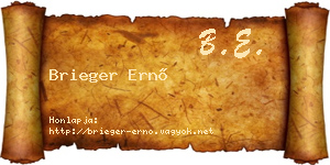 Brieger Ernő névjegykártya